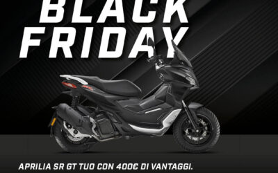 Goditi i vantaggi del “Back in Black Friday” sulla gamma Aprilia SR GT.